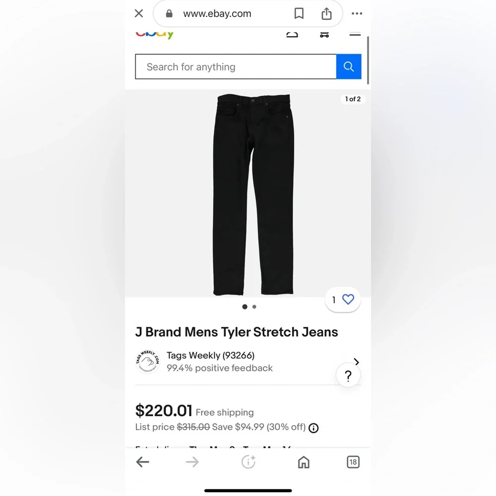 J Brand Black Tyler Jeans Distressed at the knees🖤